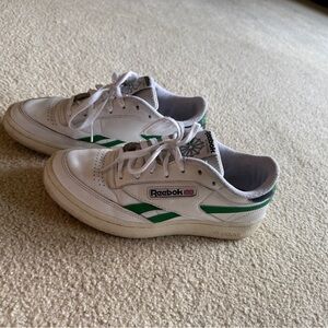 Reebok Unisex White and Green Sneakers
